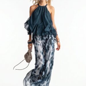 Conjunto elegante de chiffon em duas peças
