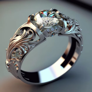 Anel de diamante minimalista retrô