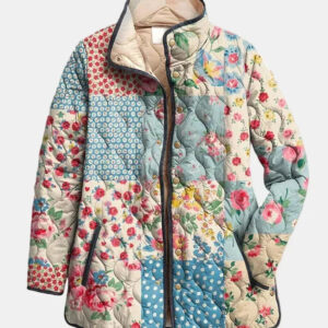 Zarae | Jaqueta Floral Matelassê Charmosa para Mulheres