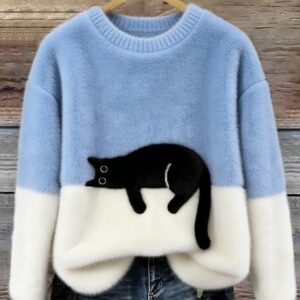 Aileen™ | Suéter Oversized com Estampa de Gato Elegante