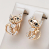 Brincos Elegantes de Zircônia em Forma de Gato