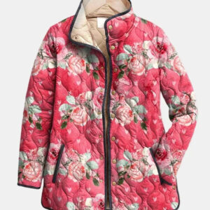 Freya | Charmosa Jaqueta Quilted com Estampa Floral Rosa