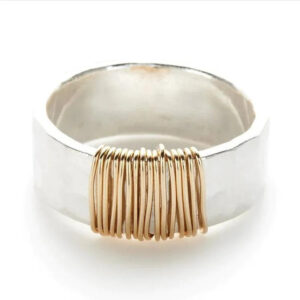 Anel de prata vintage Golden Threads