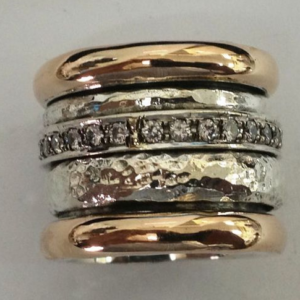 Anel de ouro grosso em camadas vintage II