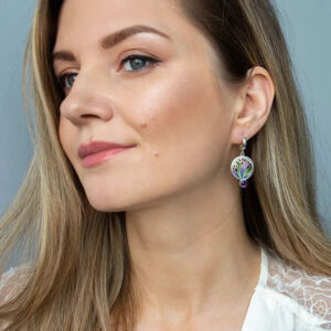 Brincos Boho com Cristais Roxos em Prata de Lei III