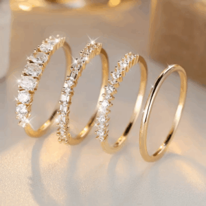 Anel Empilhável em Zircônia Dourada 14k