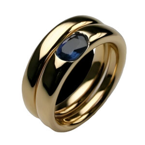 Anel Vintage em Ouro com Zircônia Azul II