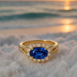 Anel Oceano Dourado | Prata
