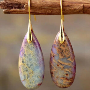 Brincos em Forma de Gota de Jaspe Roxo