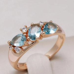 Zircônia Azul em Ouro