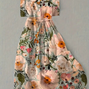 Aurélie | Vestido Floral de Verão em Tons Quentes