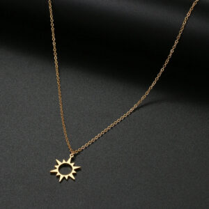 Colar em aço inoxidável unissex com pendente sol minimalista - JOFashion, joias perfeitas para amigos e presentes ideais