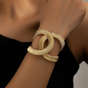 Bracelete Dourado Elegante de Dupla Camada