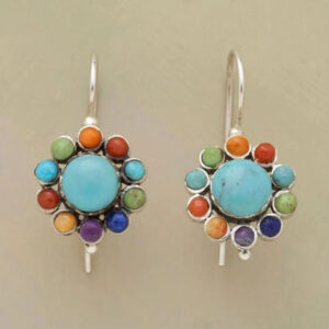 Brincos de Argola Multicolor Turquesa