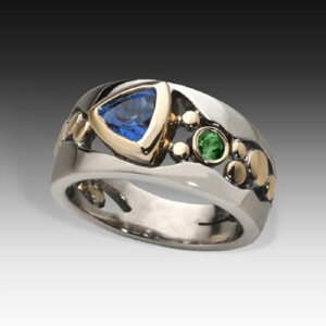 Anel Vintage de Cristal Azul
