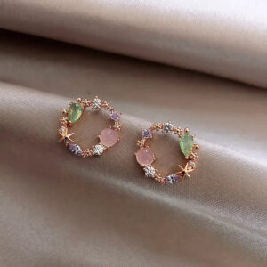 Brincos Florais em Ouro com Zircônia
