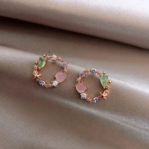 Anel Floral com Zircônia em Ouro