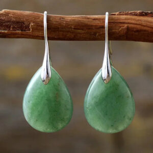 Brincos Pendentes de Ametista Verde Natural em Formato Redondo