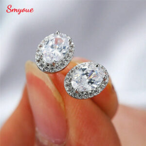 Smyoue 0.5CT 1CT 2CT 3CT GRA Certified Moissanite Stud Earrings for Women Bride Classic Wedding Jewelry 100% 925 Sterling Silver