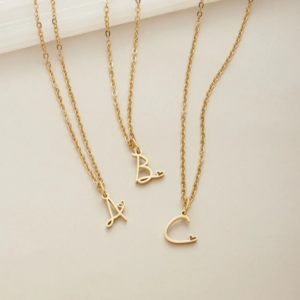 Heart Necklace with Gold Letter Charm