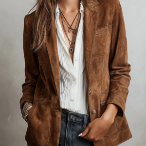 Blazer Vintage Marrom Feminino