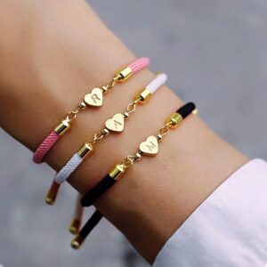 Pulseiras Iniciais de Coração Ajustáveis