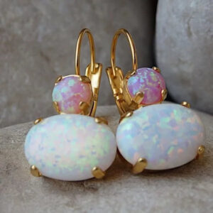 Brincos vintage ovais com pedras preciosas coloridas para mulheres