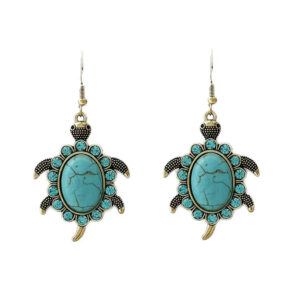 Tartaruga vintage com zircônia turquesa incrustada