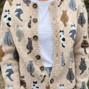 Charlotte™ | Cardigan Estampado de Gato Aconchegante
