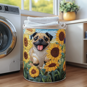 Cesta de Lavanderia Pug Feliz