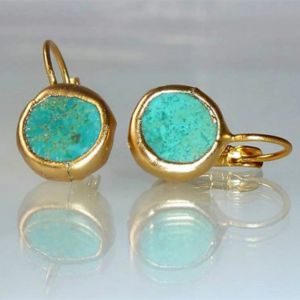 Brincos de Ouro com Turquesa
