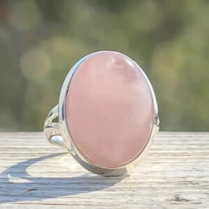 Anel Vintage de Quartzo Rosa em Prata Esterlina