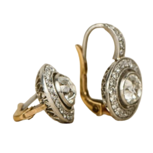 Brincos vintage em prata com zircônia