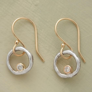 Brincos Vintage de Ouro e Prata com Zircônia II