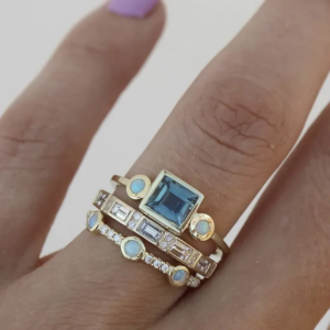 Ocean - Conjunto de Anéis de Cristal Vintage