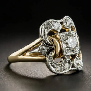 Anel Vintage de Ouro com Zircônia II
