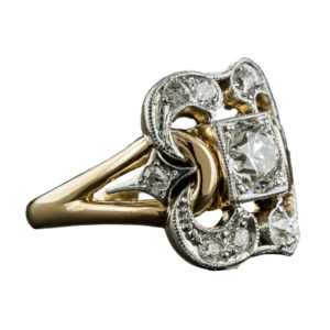 Anel vintage em ouro com zircônia