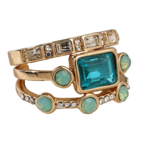 Conjunto de anéis vintage em zircônio azul II