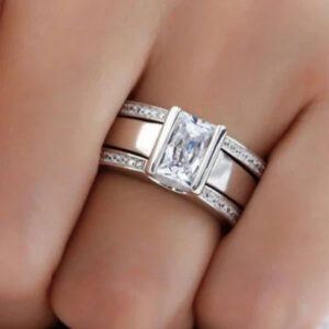 Anel Vintage de Cristal Prateado