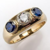 Anel de Ouro com Inlay de Zircônia Azul em Vidro