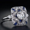 Anel Vintage de Prata com Zircônia Azul
