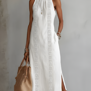 Jimena | Vestido Midi de Linho com Gola Mao