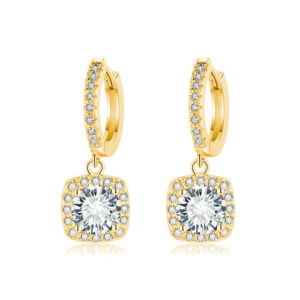 Brincos Pendentes de Moissanite Quadrados | Ouro 16k