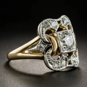 Anel Vintage Dourado com Zircônia II