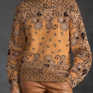 Oleander™ | Suéter de Gola Alta Caramelo Paisley