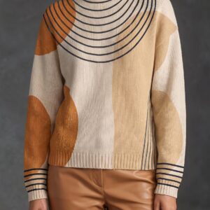 Perrine™ | Suéter de Gola Alta com Blocos de Cor