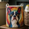 Cesta de Roupa Boston Terrier Arco-íris