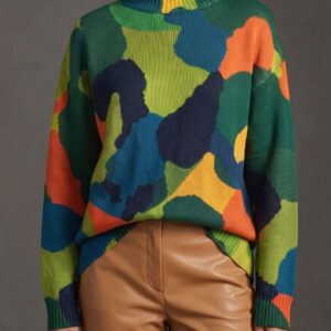 Rennick™ | Suéter de Gola Alta em Cores Abstratas