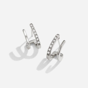 Brincos de Prata com Cristal em Design de Garra