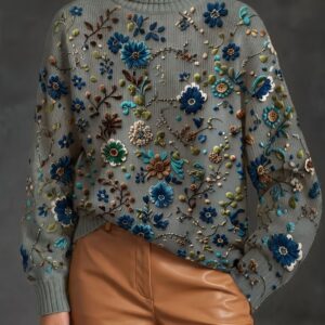Thalassa™ | Suéter de Gola Alta em Sage Bloom